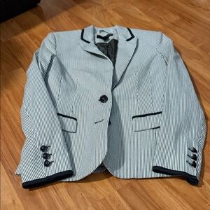 Mango Black and White Striped Blazer